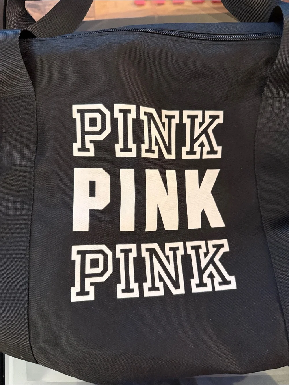 PINK Victoria's Secret Black Small Duffle with Bold Logo